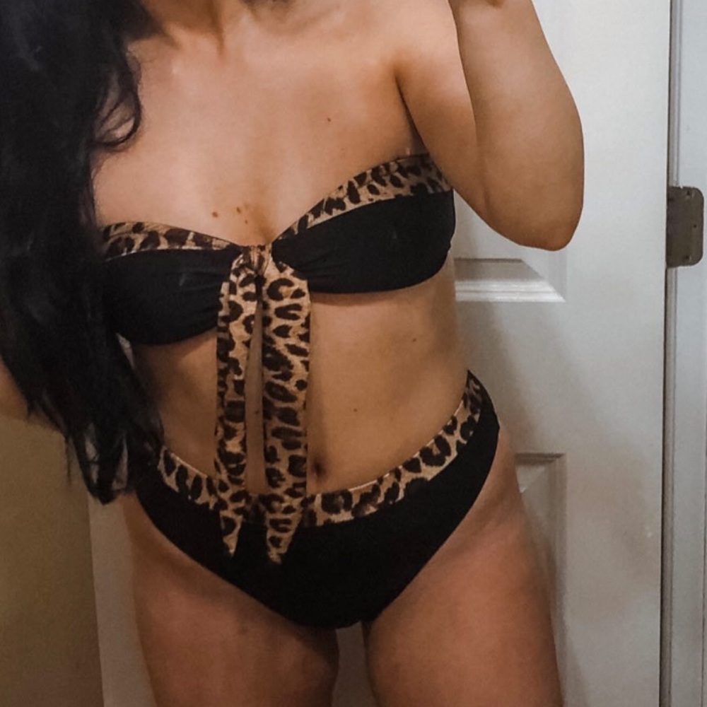 Missguided leopard swim suit